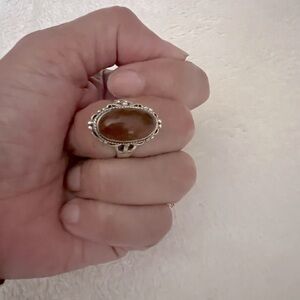 Vintage Amber Sterling Silver Ring